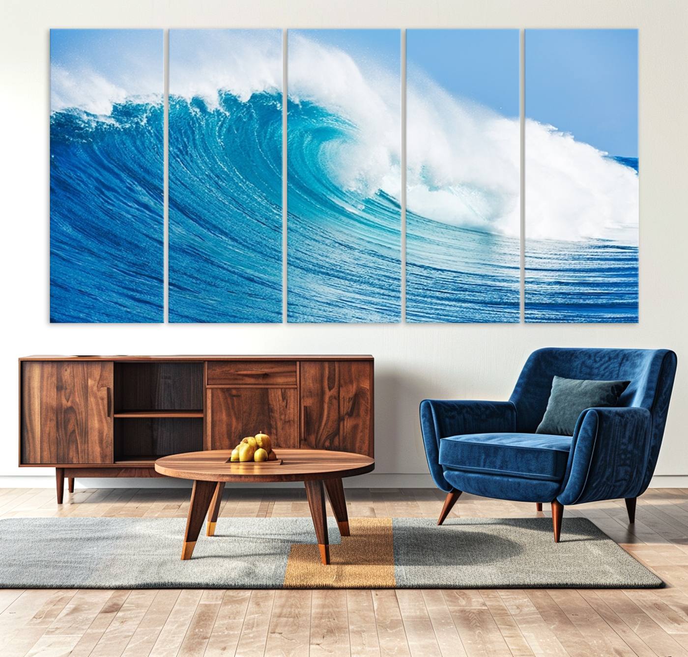-Ocean Wave Canvas Wall Art Print – Large Coastal Ocean Wave Wall Decor for Home or Office – Vibrant