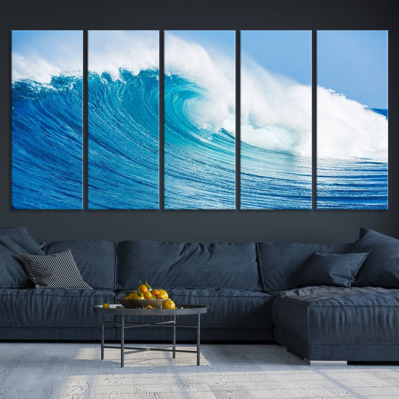-Ocean Wave Canvas Wall Art Print – Large Coastal Ocean Wave Wall Decor for Home or Office – Vibrant