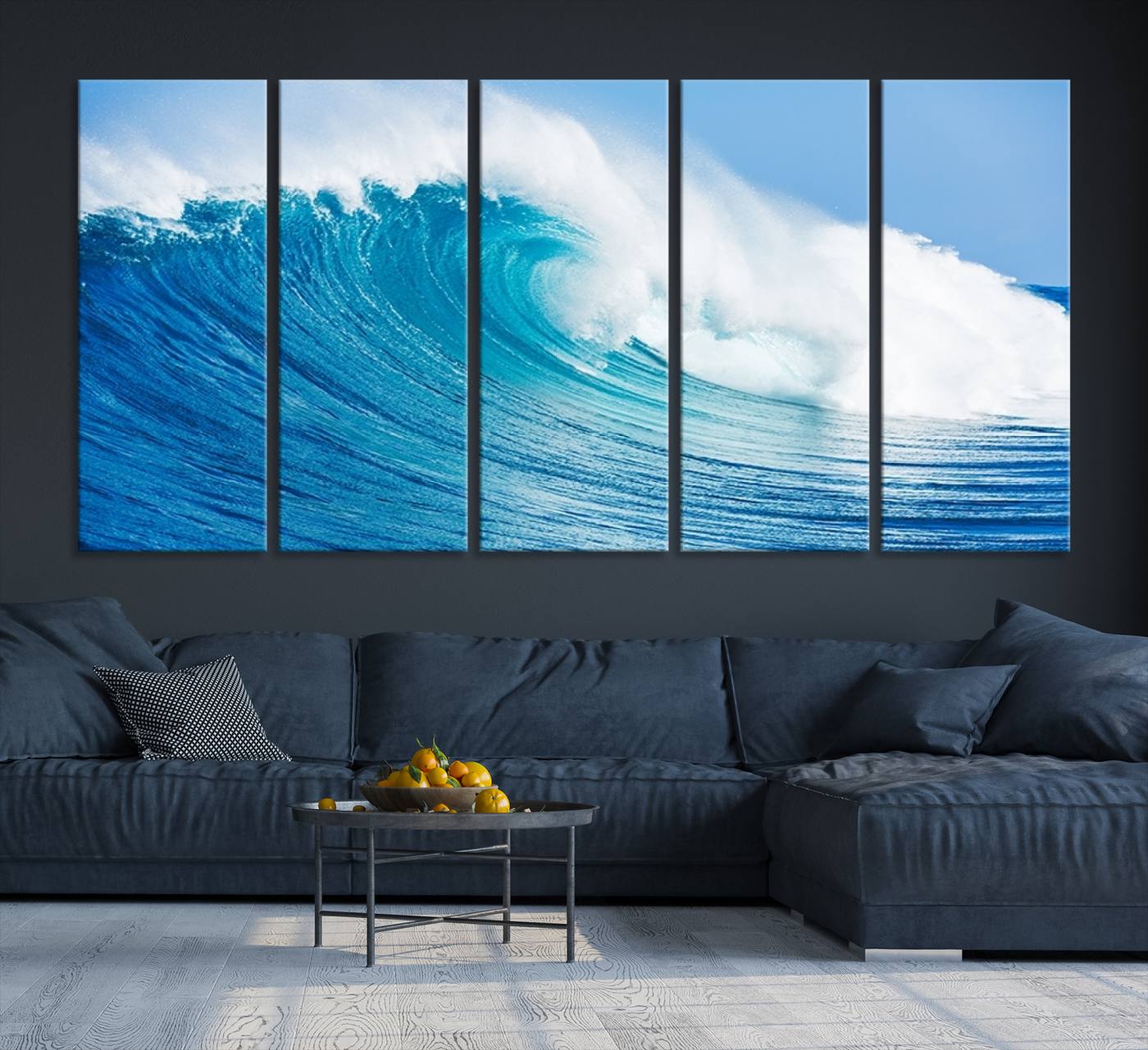 -Ocean Wave Canvas Wall Art Print – Large Coastal Ocean Wave Wall Decor for Home or Office – Vibrant