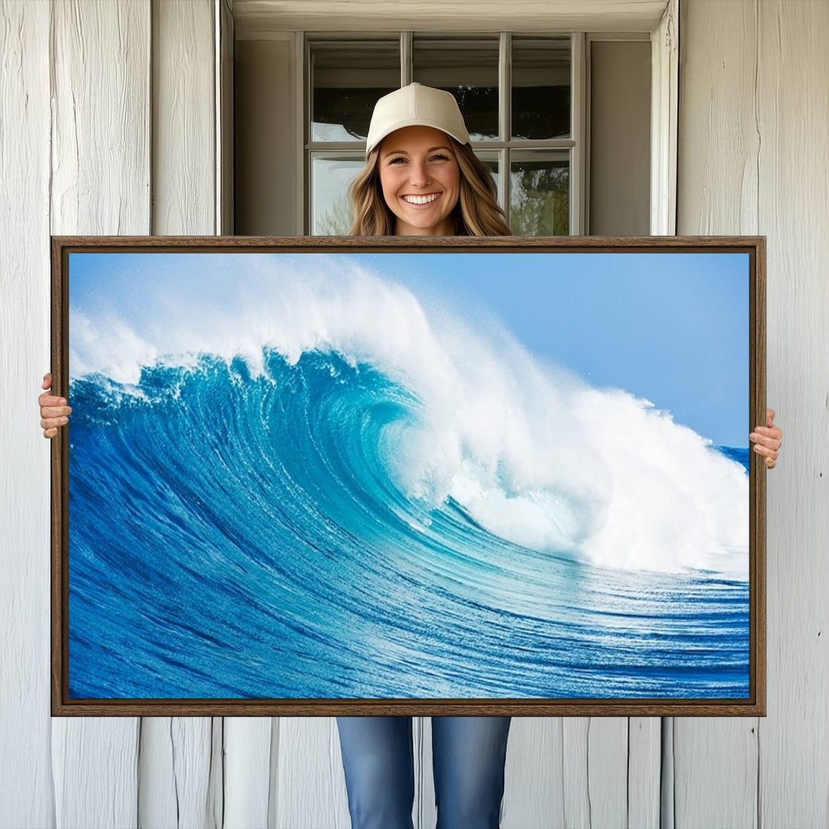 -Ocean Wave Canvas Wall Art Print – Large Coastal Ocean Wave Wall Decor for Home or Office – Vibrant