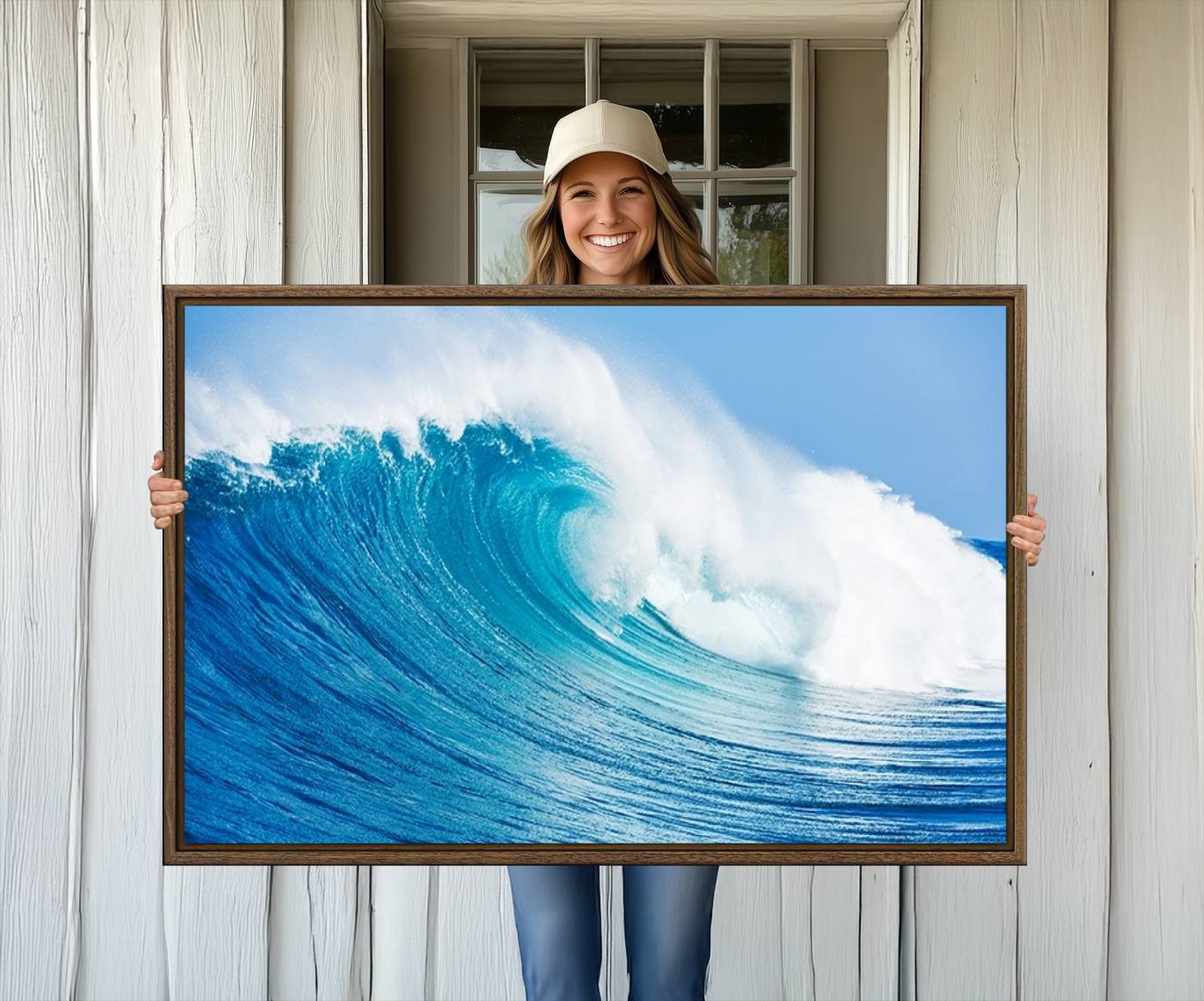 -Ocean Wave Canvas Wall Art Print – Large Coastal Ocean Wave Wall Decor for Home or Office – Vibrant