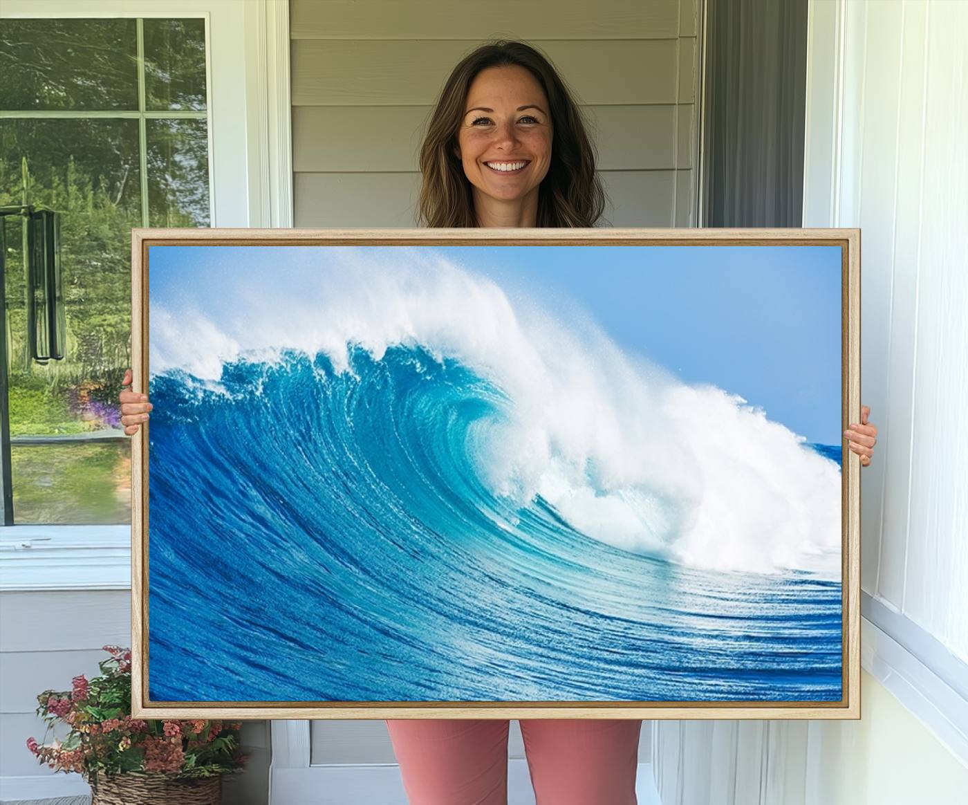 -Ocean Wave Canvas Wall Art Print – Large Coastal Ocean Wave Wall Decor for Home or Office – Vibrant