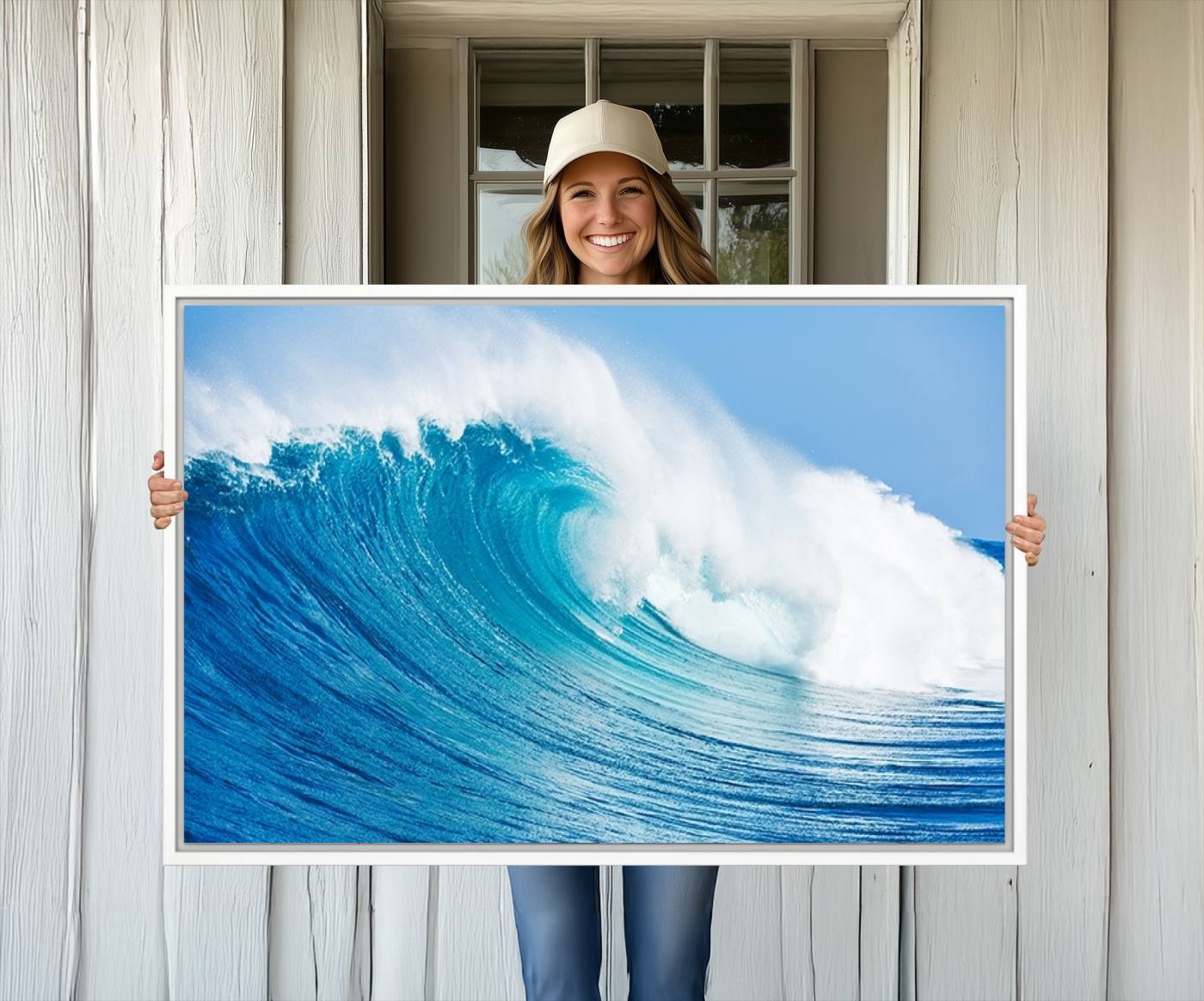 -Ocean Wave Canvas Wall Art Print – Large Coastal Ocean Wave Wall Decor for Home or Office – Vibrant