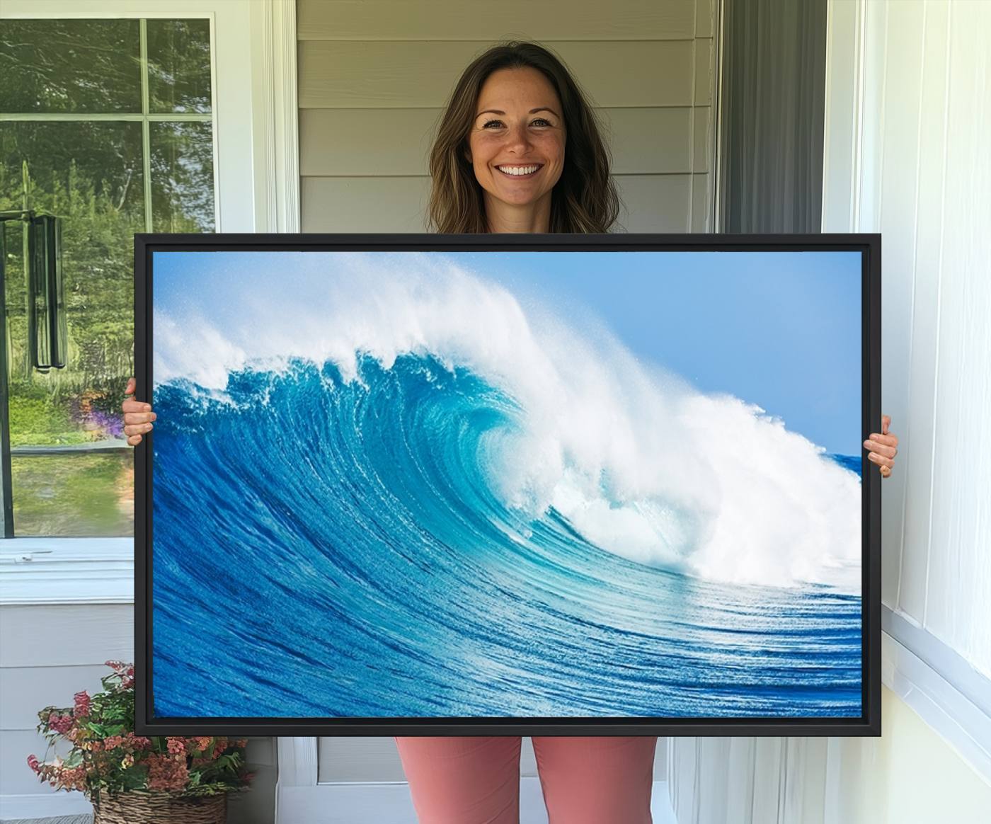 -Ocean Wave Canvas Wall Art Print – Large Coastal Ocean Wave Wall Decor for Home or Office – Vibrant