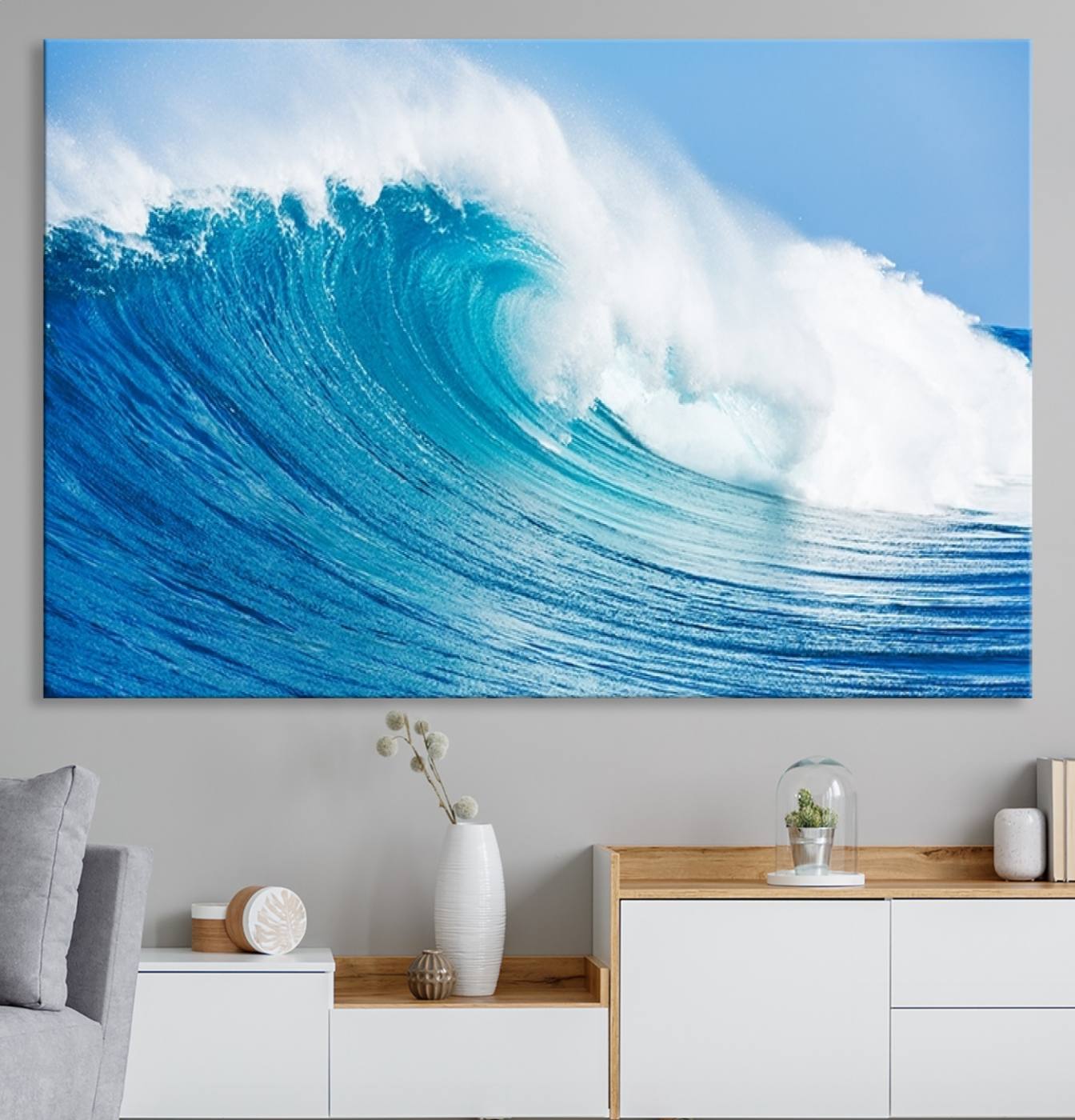 -Ocean Wave Canvas Wall Art Print – Large Coastal Ocean Wave Wall Decor for Home or Office – Vibrant
