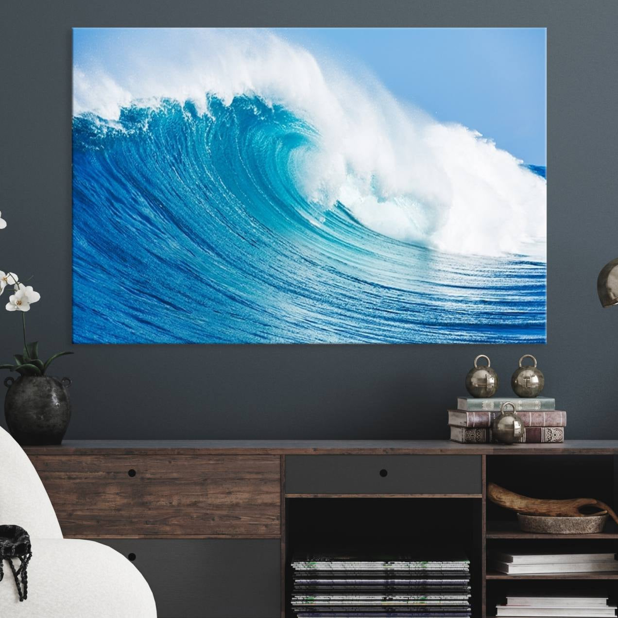 -Ocean Wave Canvas Wall Art Print – Large Coastal Ocean Wave Wall Decor for Home or Office – Vibrant