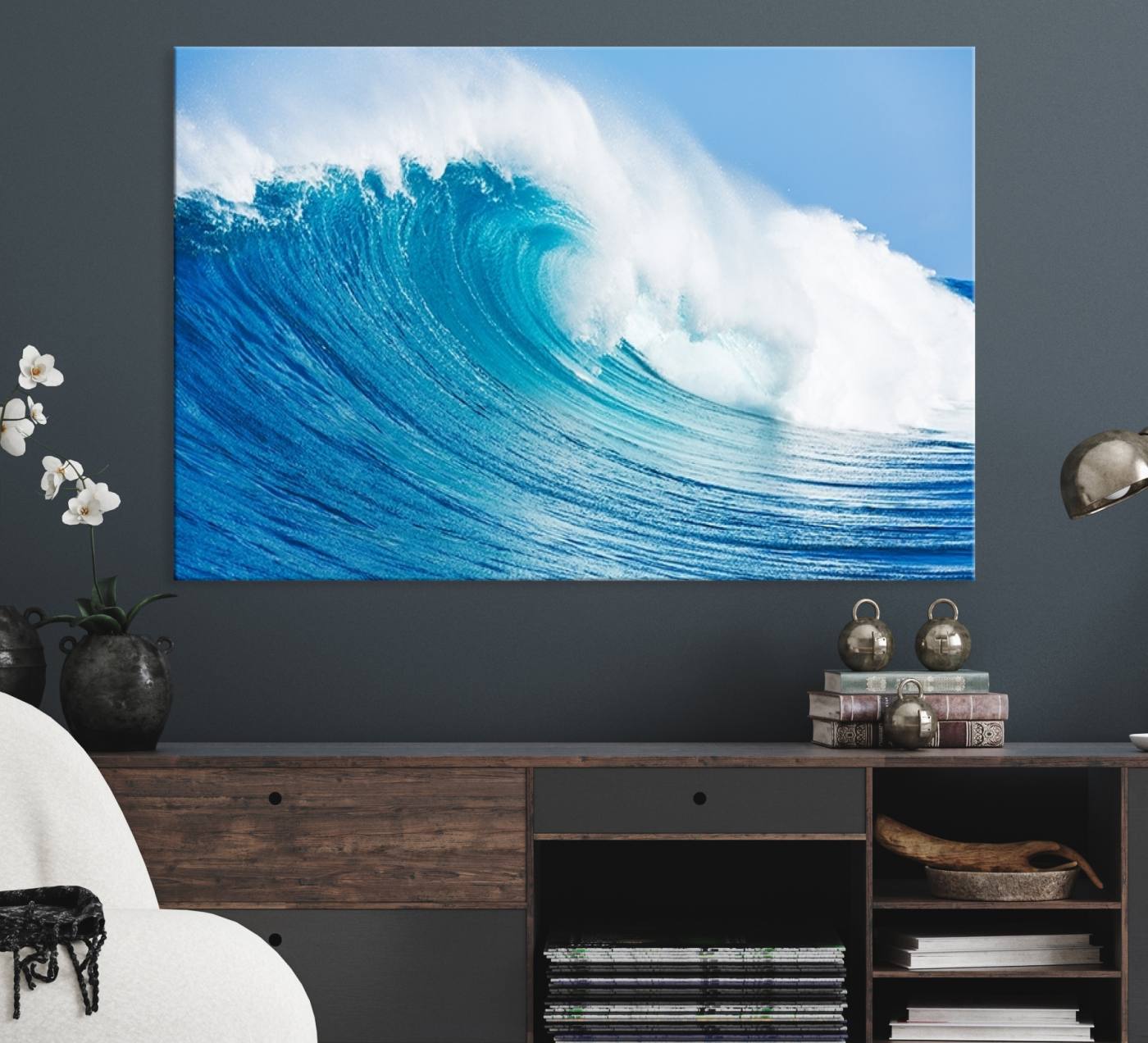 -Ocean Wave Canvas Wall Art Print – Large Coastal Ocean Wave Wall Decor for Home or Office – Vibrant