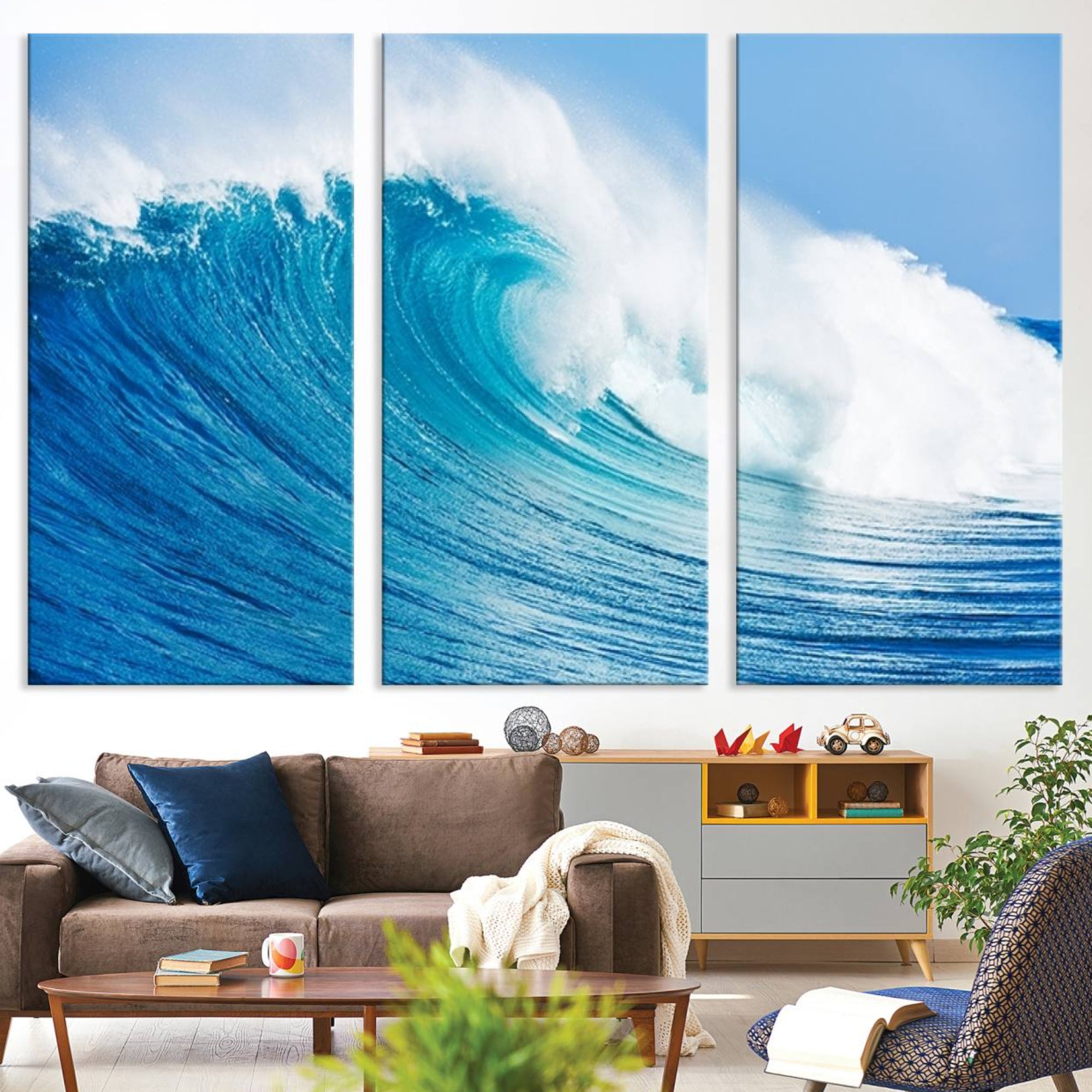 85796-MGV-CV-36X24-Ocean Wave Canvas Wall Art Print – Large Coastal Ocean Wave Wall Decor for Home or Office – Vibrant