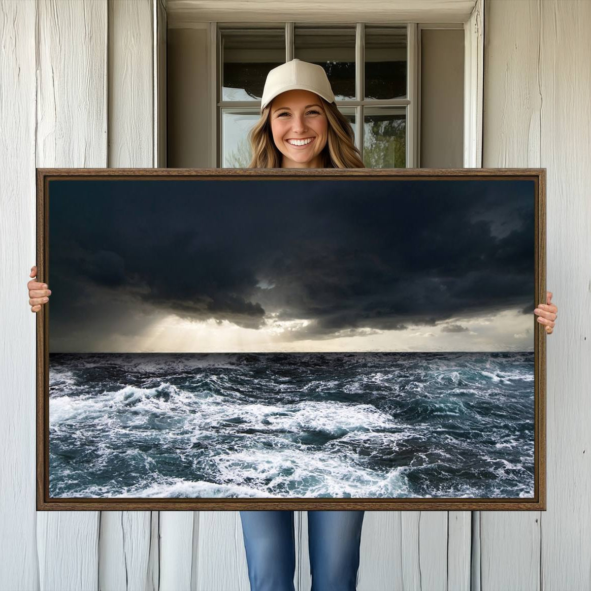 -Ocean and Storm Canvas Art Print Hanging Great Print Ocean Home Decor