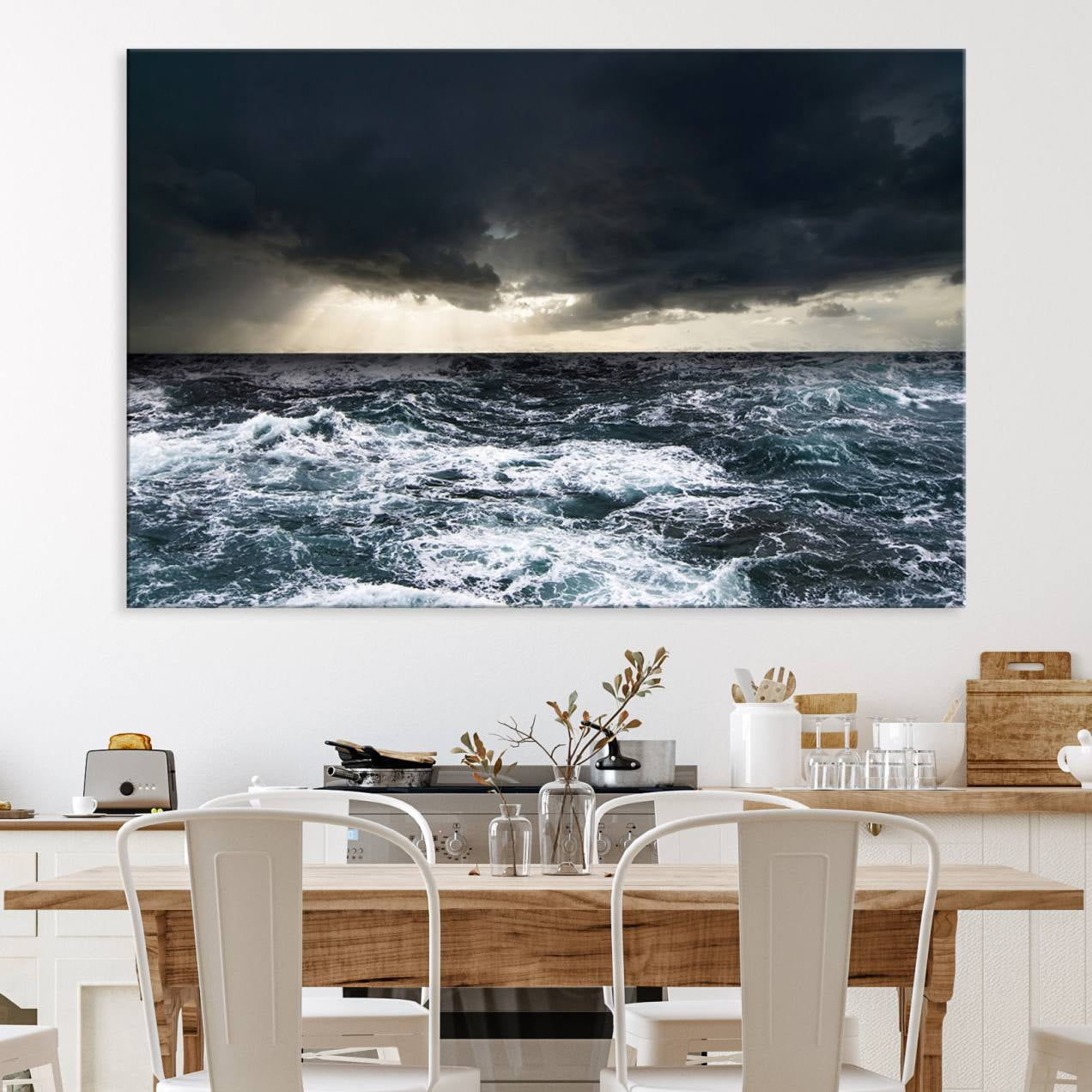 42607-MGV-CV-36X24-Ocean and Storm Canvas Art Print Hanging Great Print Ocean Home Decor