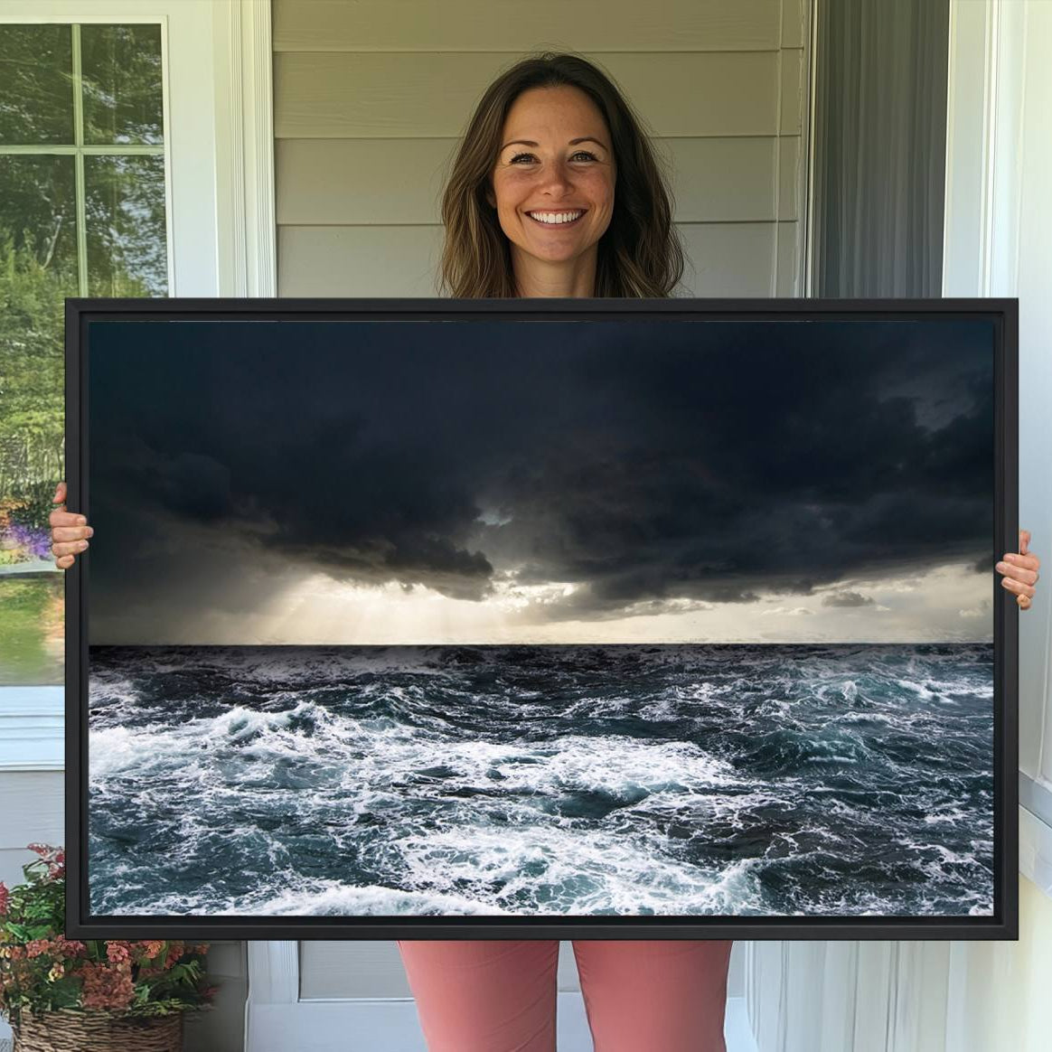 -Ocean and Storm Canvas Art Print Hanging Great Print Ocean Home Decor