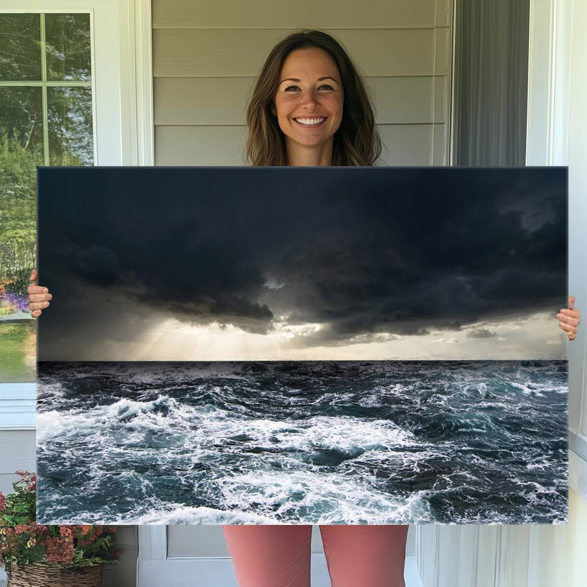 -Ocean and Storm Canvas Art Print Hanging Great Print Ocean Home Decor