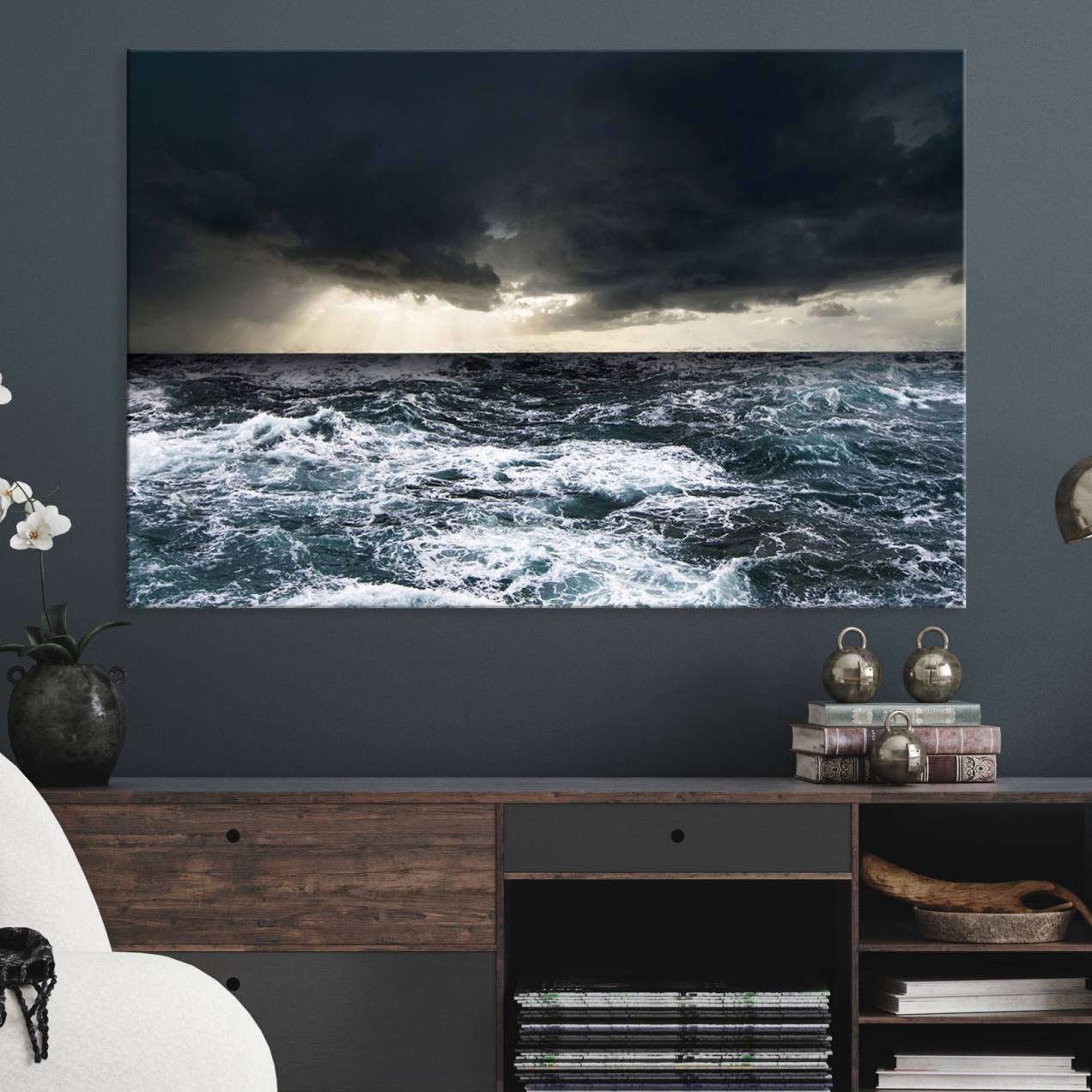 -Ocean and Storm Canvas Art Print Hanging Great Print Ocean Home Decor