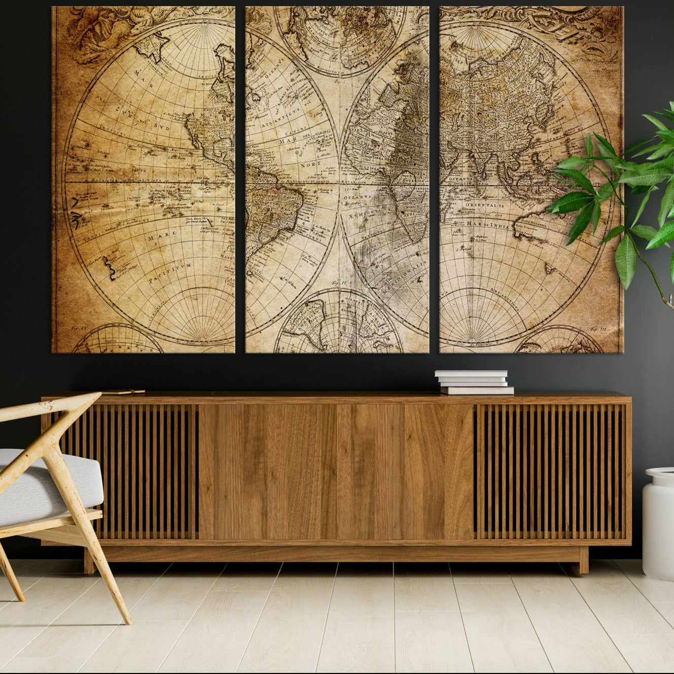 -Push Pin World Map Canvas Print – Framed Wall Art for Couples to Track Their Travels – Anniversary