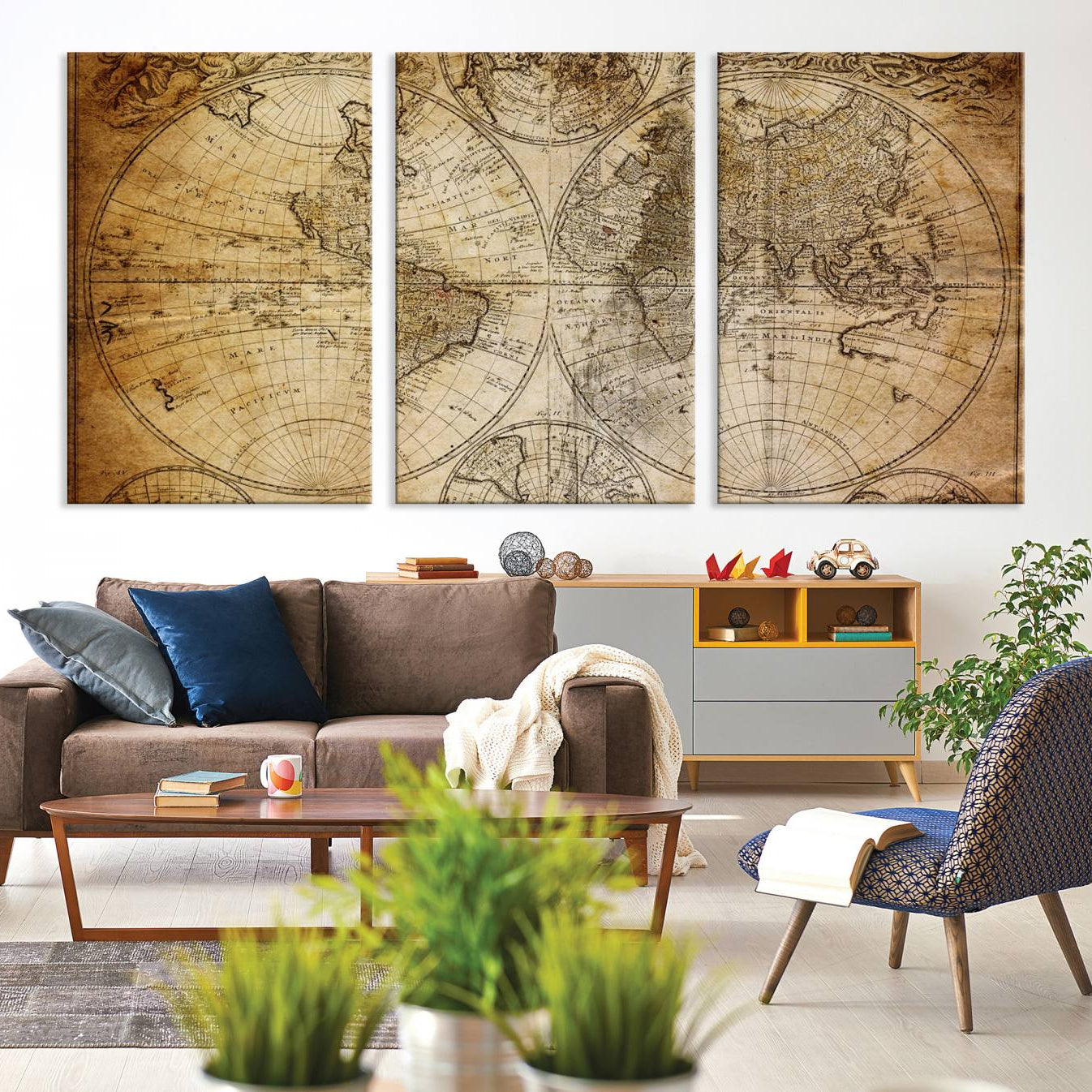 -Push Pin World Map Canvas Print – Framed Wall Art for Couples to Track Their Travels – Anniversary