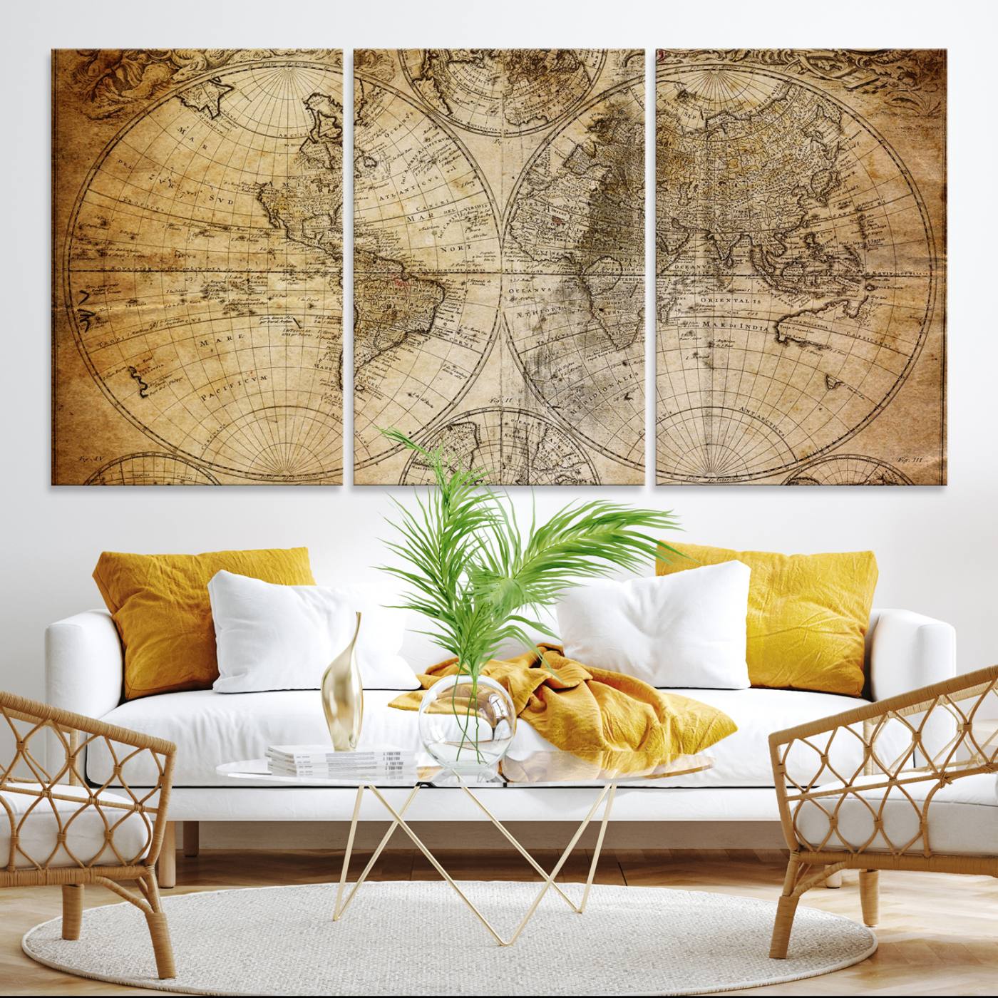 -Push Pin World Map Canvas Print – Framed Wall Art for Couples to Track Their Travels – Anniversary