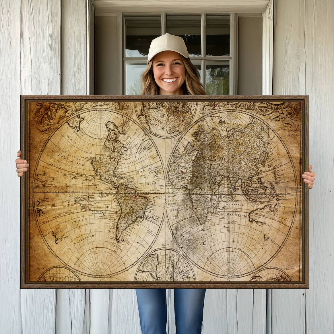 -Push Pin World Map Canvas Print – Framed Wall Art for Couples to Track Their Travels – Anniversary