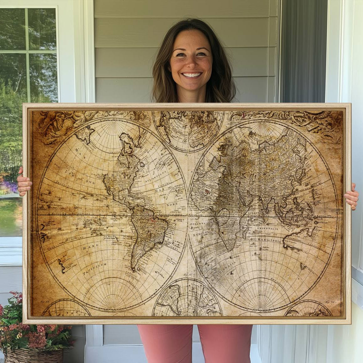 75053-MGV-CV-36X24-Push Pin World Map Canvas Print – Travel Tracker Wall Art for Couples, Perfect Anniversary Gift for Home or Office Decor