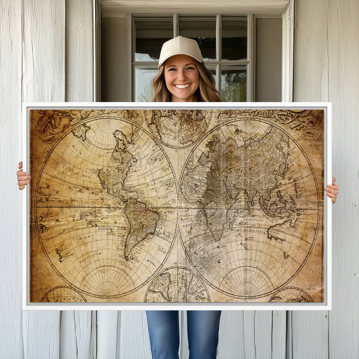 -Push Pin World Map Canvas Print – Framed Wall Art for Couples to Track Their Travels – Anniversary
