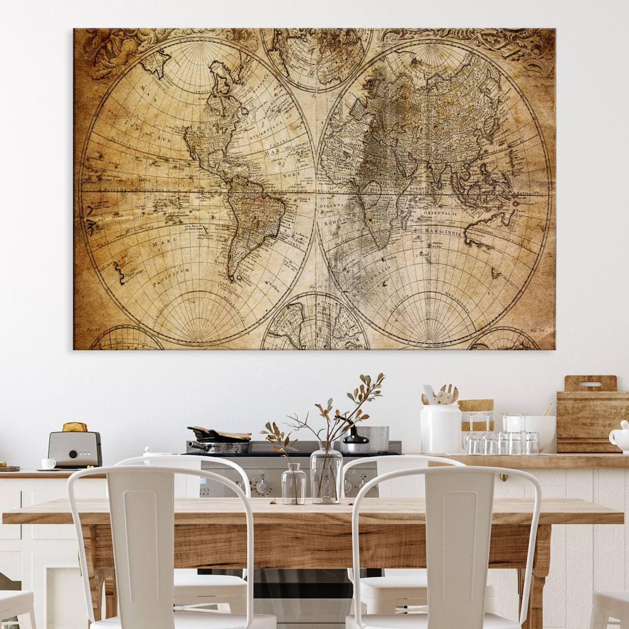 75053-MGV-CV-36X24-Push Pin World Map Canvas Print – Framed Wall Art for Couples to Track Their Travels – Anniversary