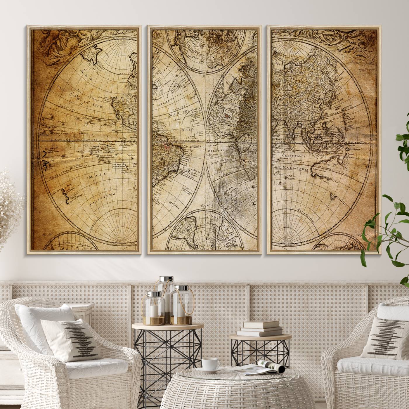 -Push Pin World Map Canvas Print – Framed Wall Art for Couples to Track Their Travels – Anniversary
