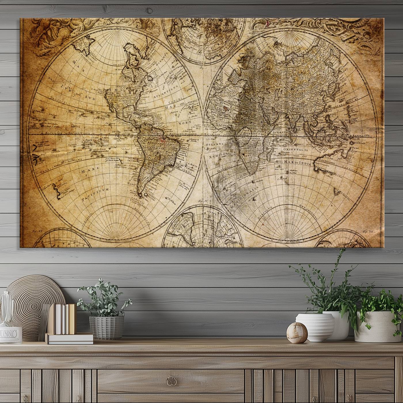 -Push Pin World Map Canvas Print – Framed Wall Art for Couples to Track Their Travels – Anniversary