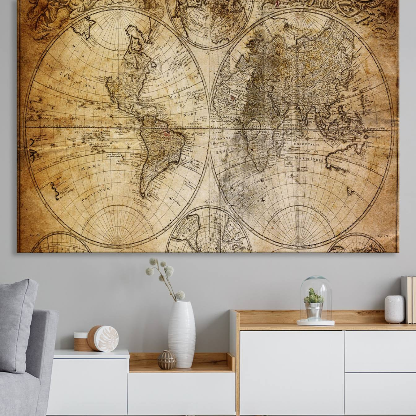 -Push Pin World Map Canvas Print – Framed Wall Art for Couples to Track Their Travels – Anniversary