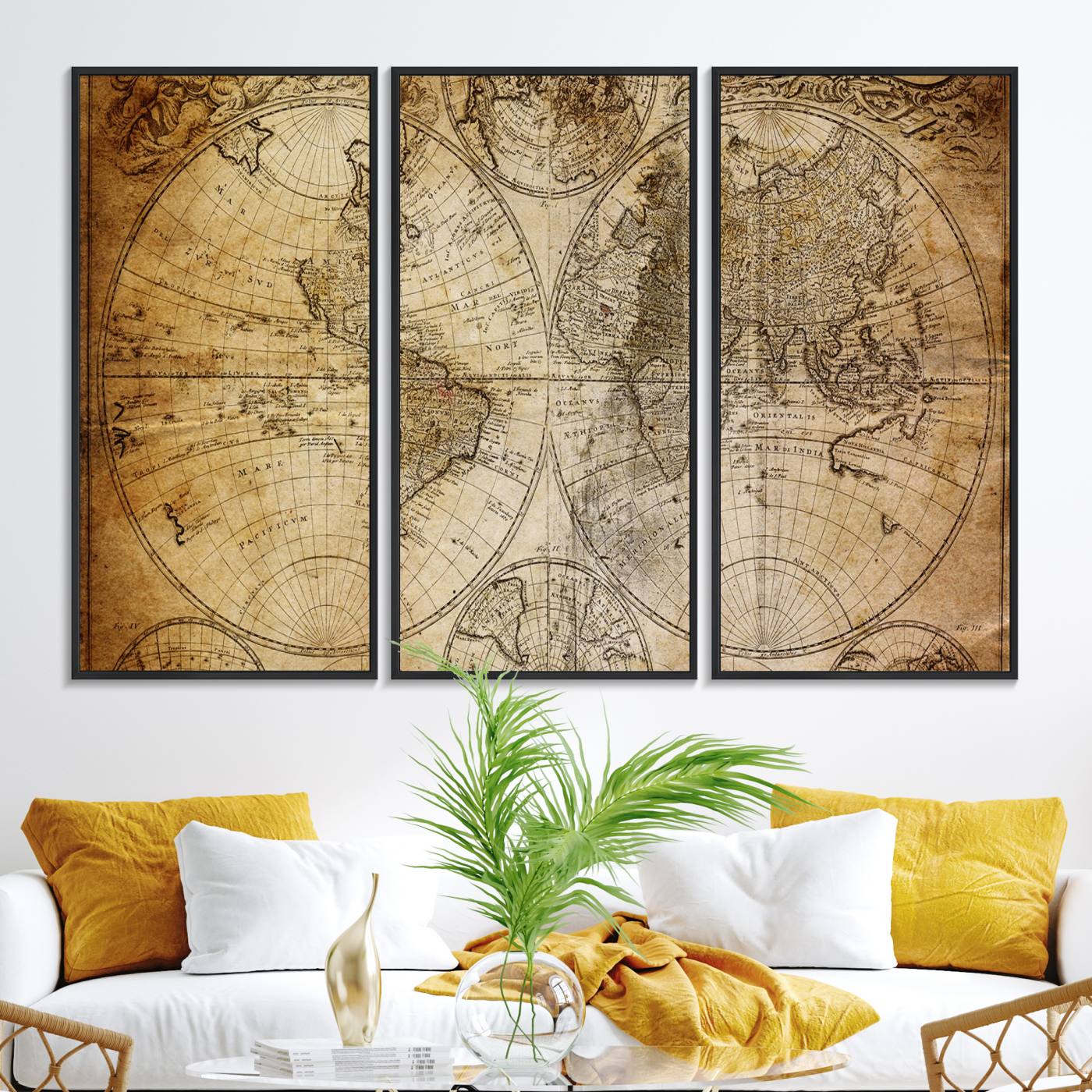 75053-MGV-FC-48X32-3P_Black-Push Pin World Map Canvas Print – Framed Wall Art for Couples to Track Their Travels – Anniversary