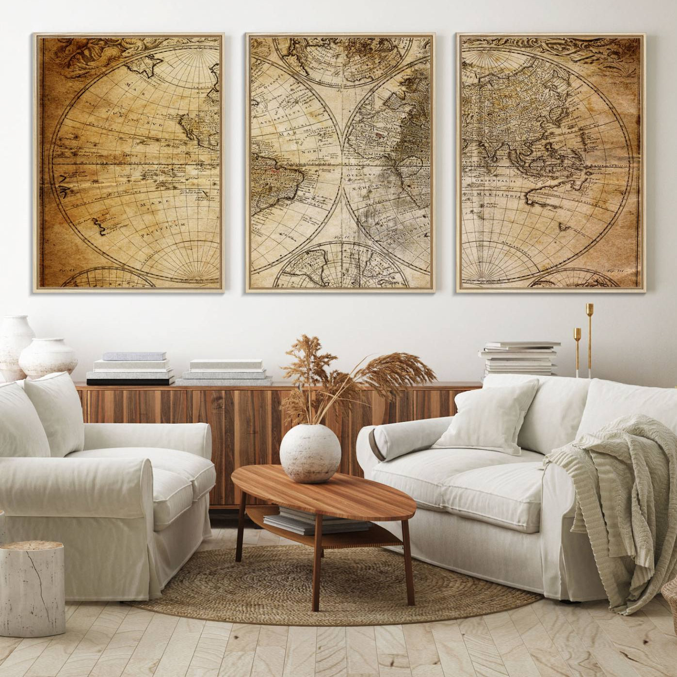75053-MGV-FC-60X30-3P_Natural-Push Pin World Map Canvas Print – Framed Wall Art for Couples to Track Their Travels – Anniversary