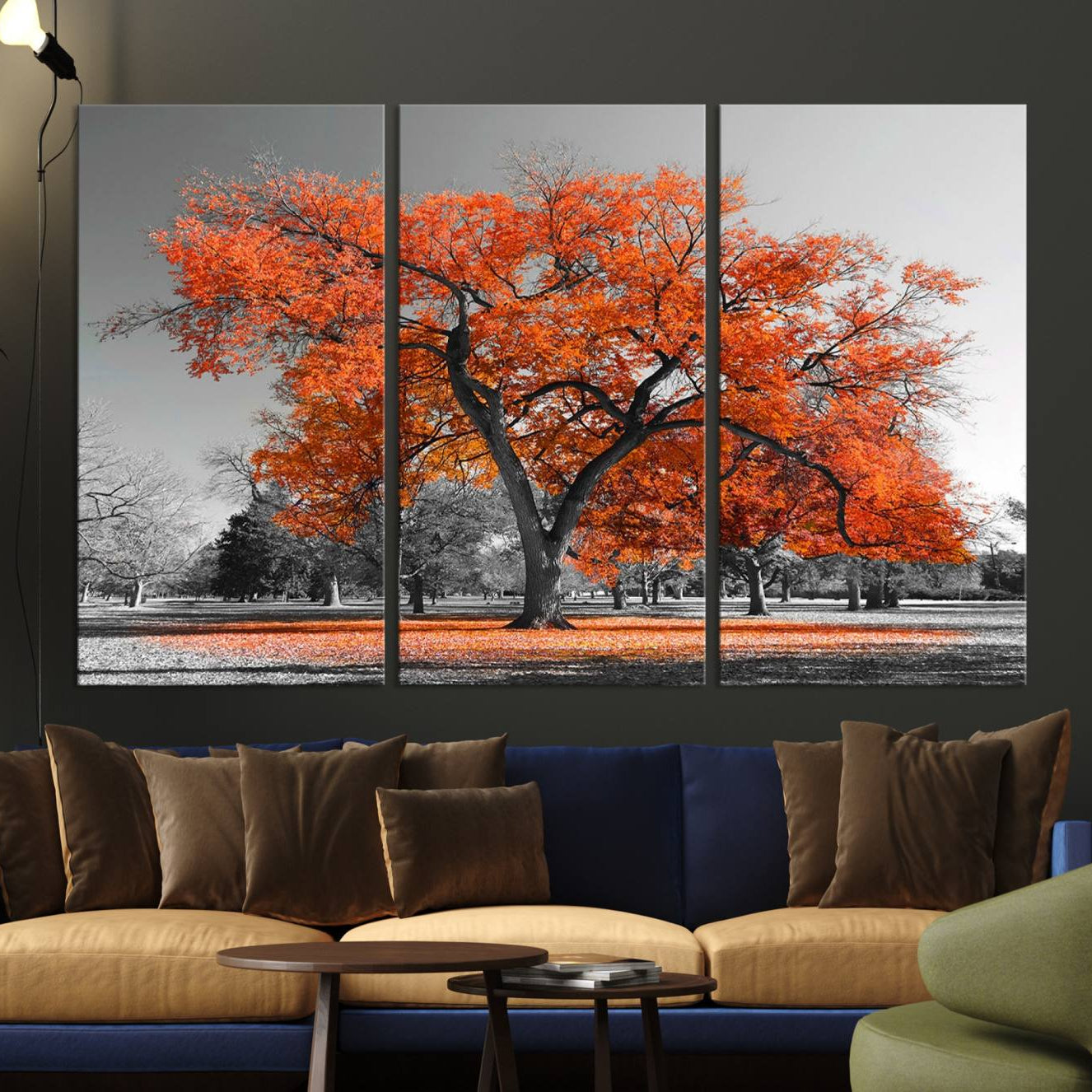 -Orange Autumn Tree Canvas Wall Art Print