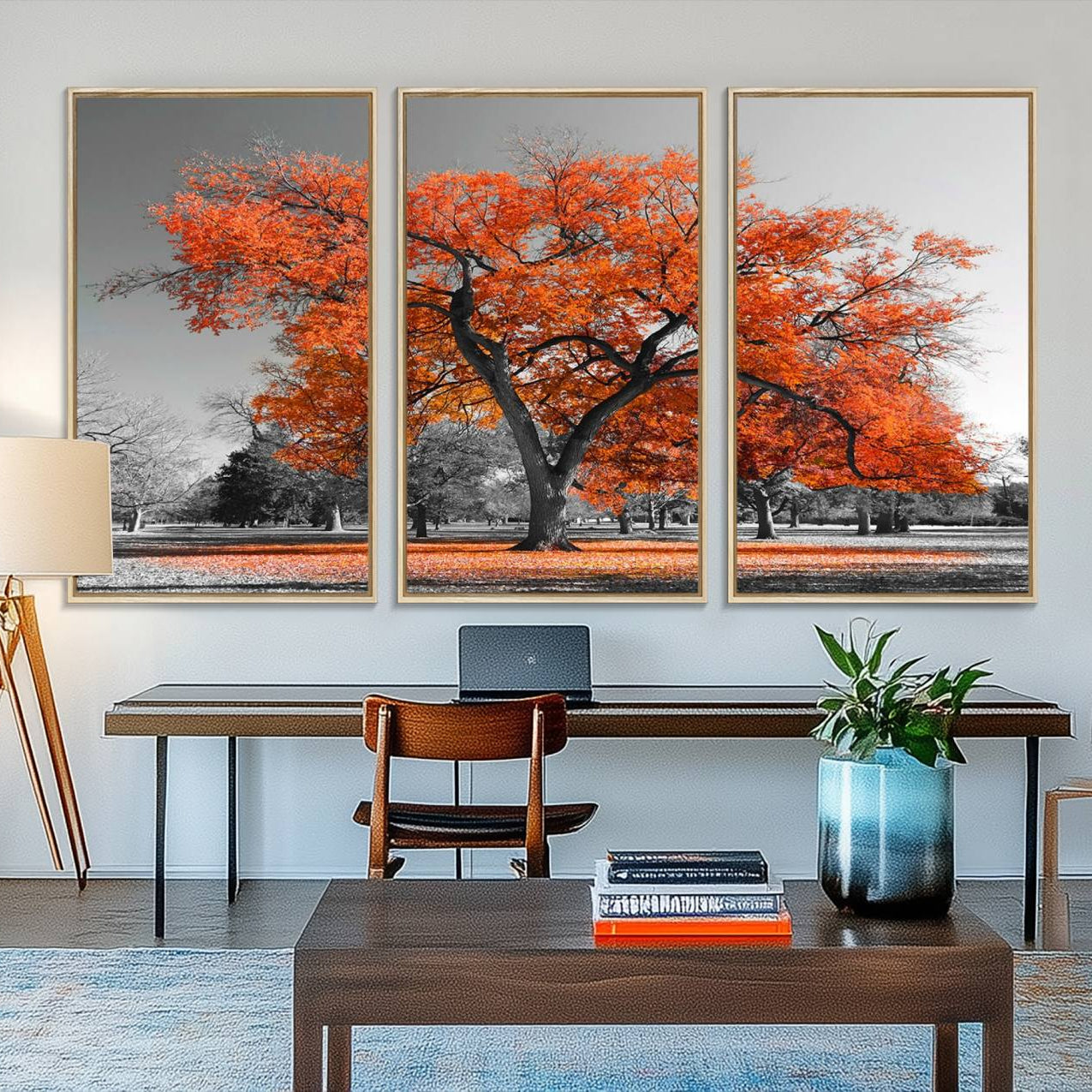 71922-MGV-FC-48X32-3P_Natural-Orange Autumn Tree Canvas Wall Art Print