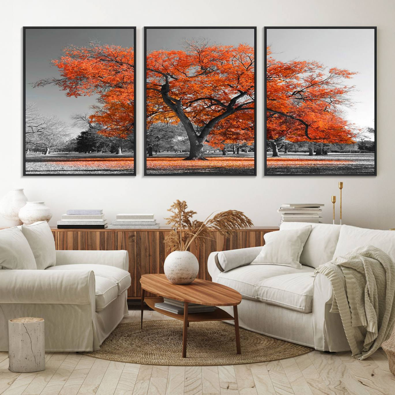 71922-MGV-FC-60X30-3P_Black-Orange Autumn Tree Canvas Wall Art Print