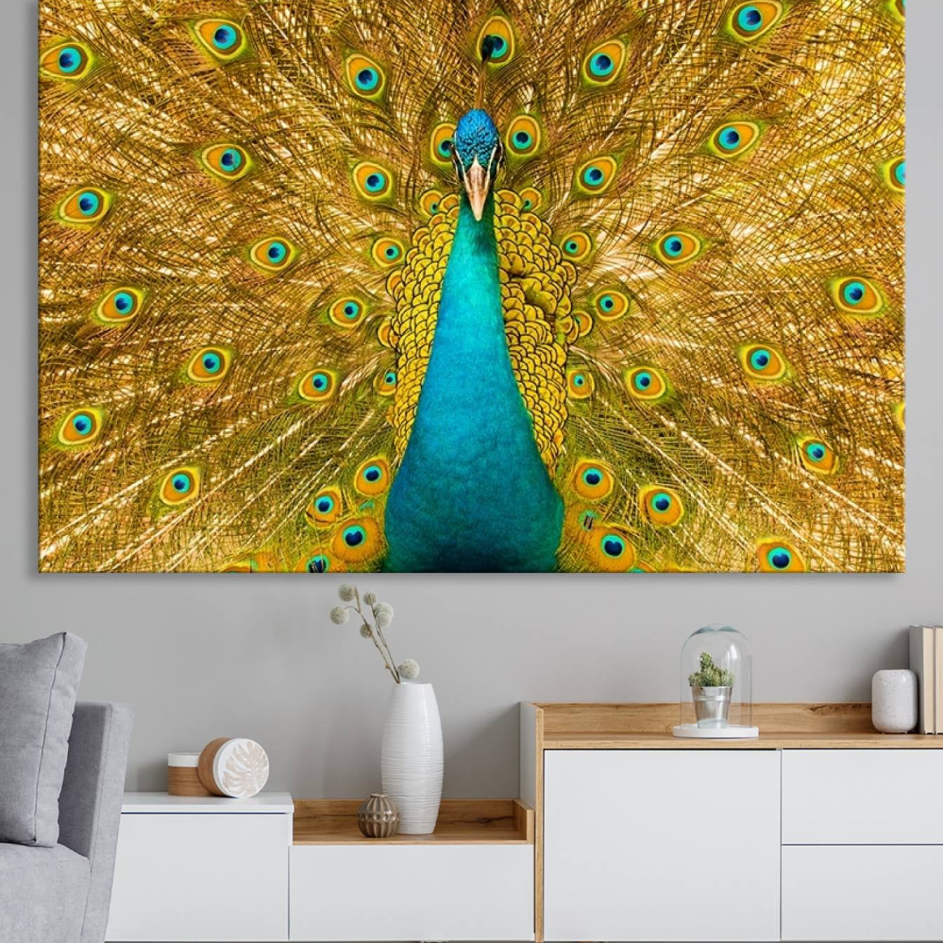 80723-MGV-CV-36X24-Peacock Wall Art Canvas Print