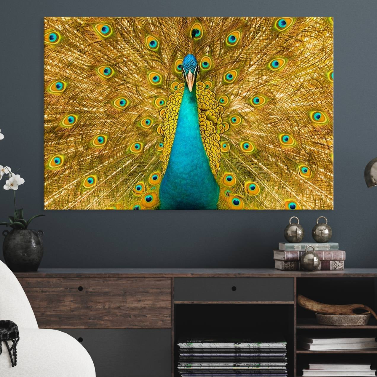 80723-MGV-CV-36X24-Peacock Wall Art Canvas Print
