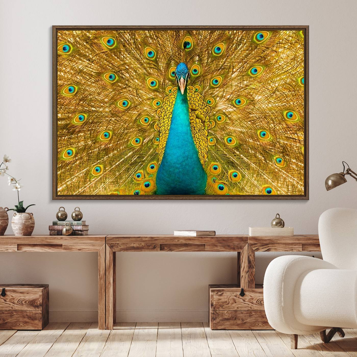 80723-MGV-FC-36X24_Walnut-Peacock Wall Art Canvas Print