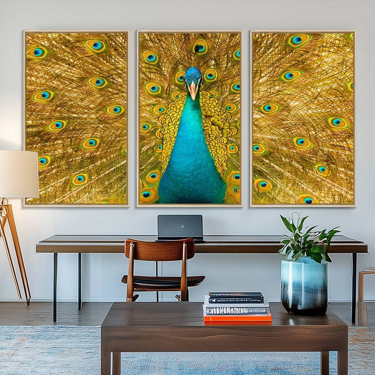 80723-MGV-FC-48X32-3P_Natural-Peacock Wall Art Canvas Print
