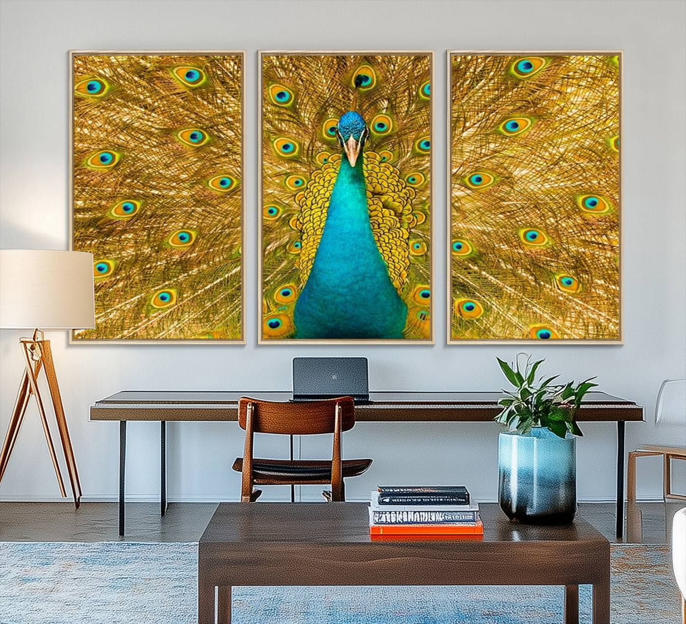 80723-MGV-FC-48X32-3P_Natural-Peacock Wall Art Canvas Print