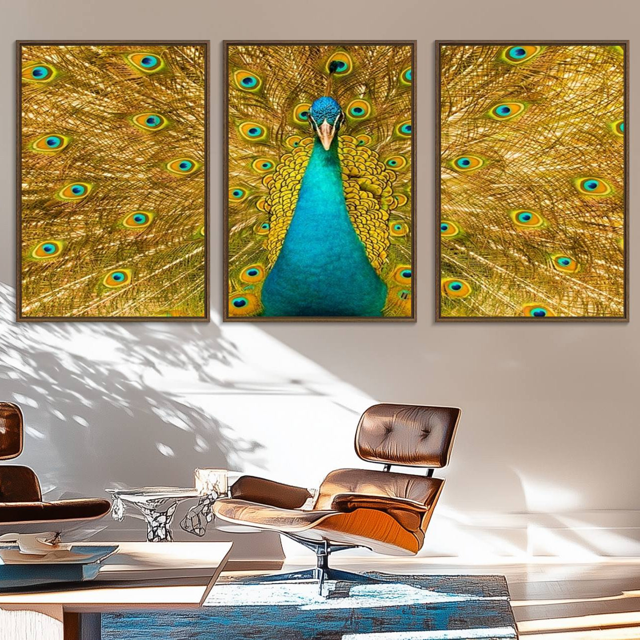 80723-MGV-FC-60X30-3P_Walnut-Peacock Wall Art Canvas Print