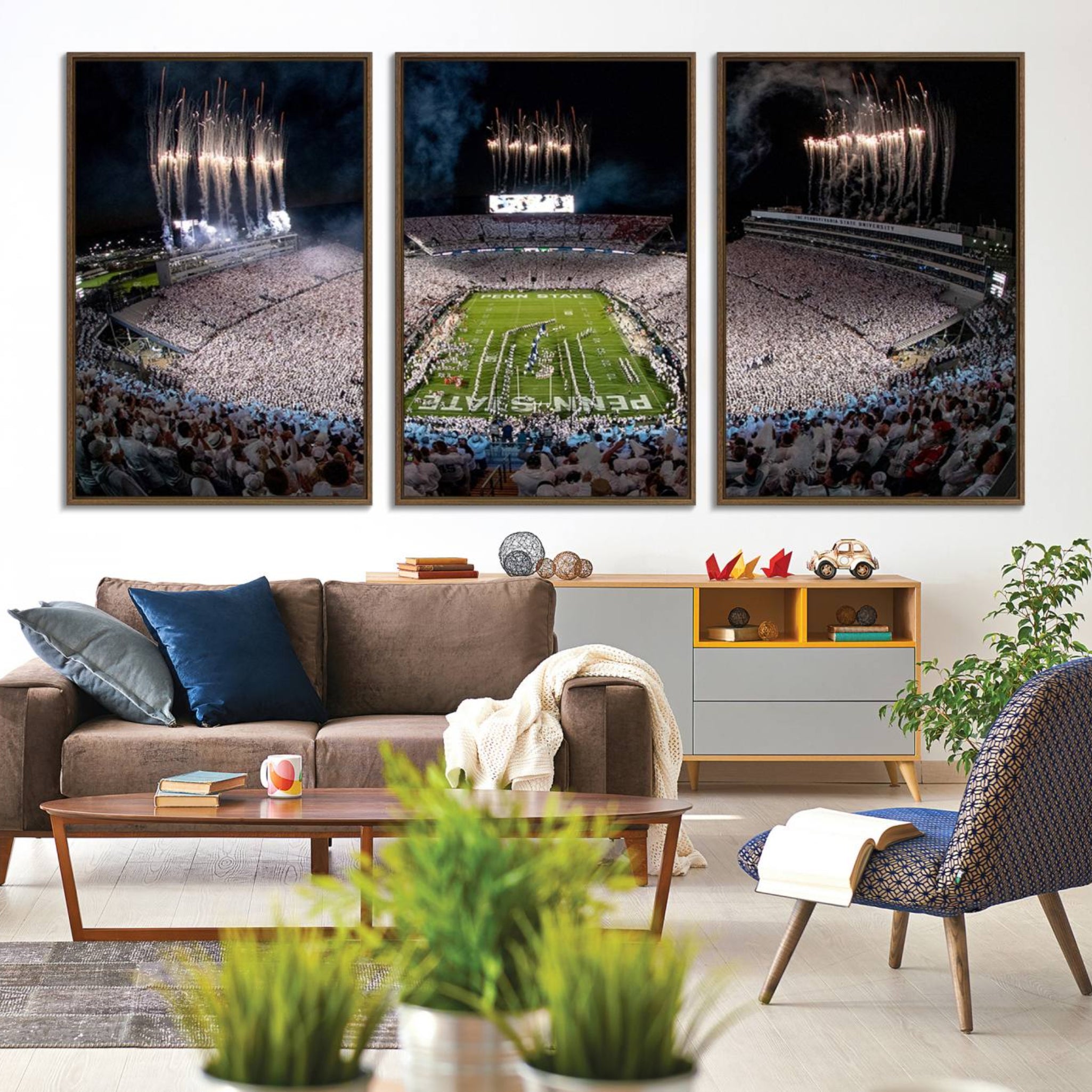 11391-MGV-CV-36X24-Penn State Football Wall Art Canvas Print – Framed Stadium Game Day Sports Team Spirit Artwork for Home, Office