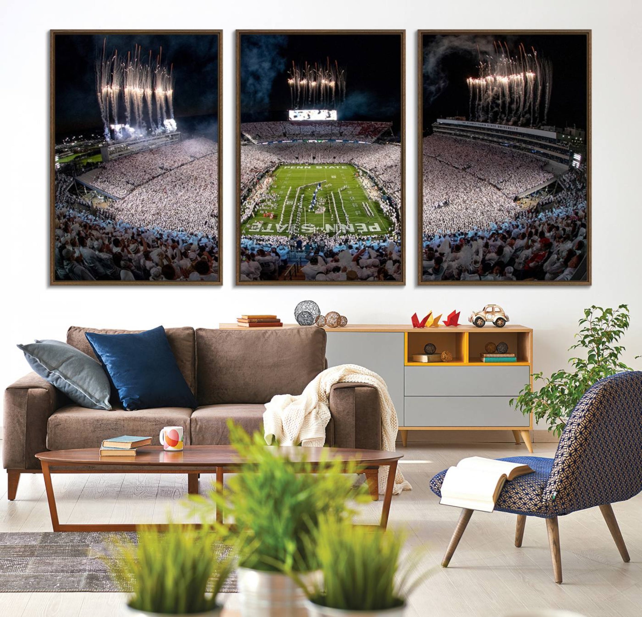 11391-MGV-CV-36X24-Penn State Football Wall Art Canvas Print – Framed Stadium Game Day Sports Team Spirit Artwork for Home, Office