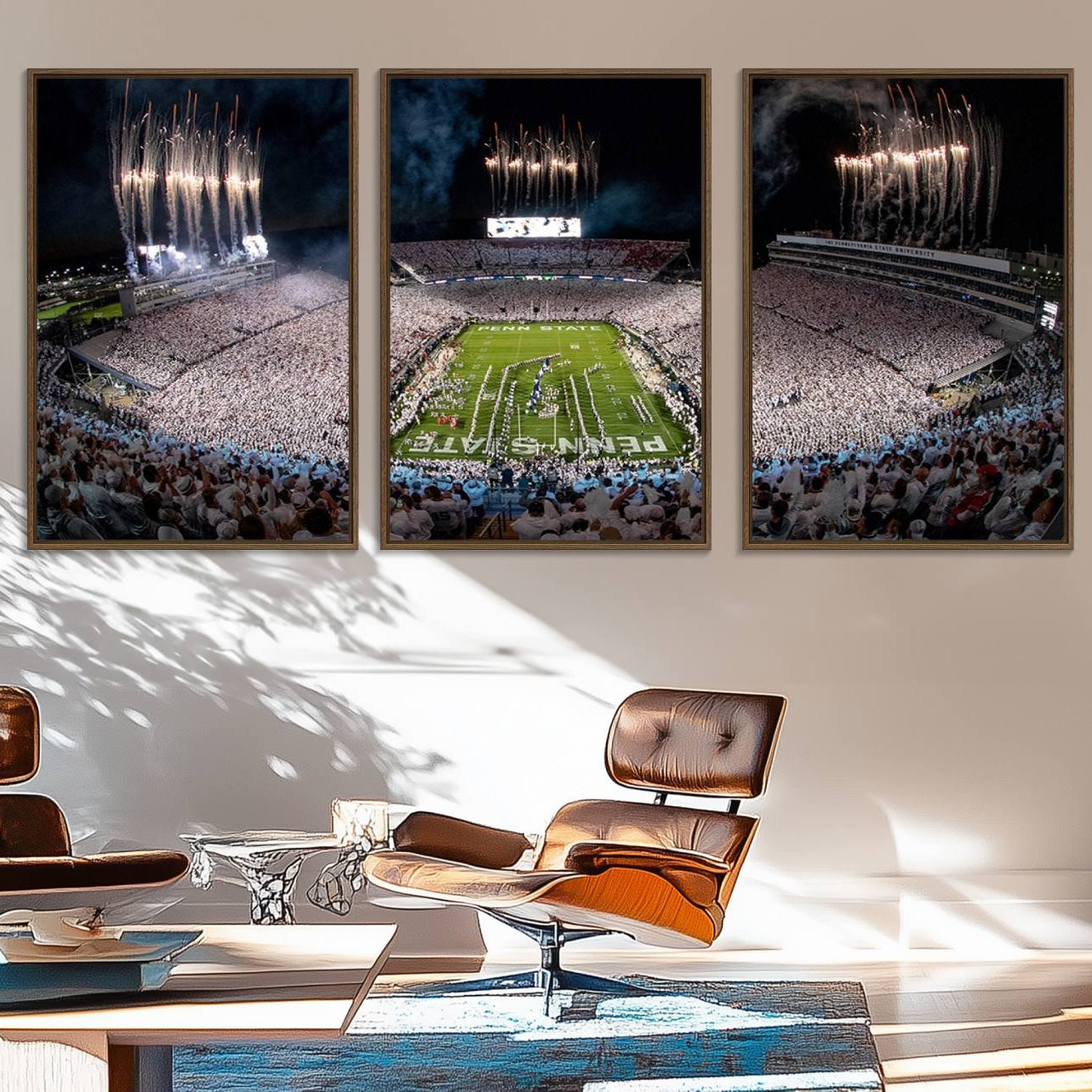 11391-MGV-FC-60X30-3P_Walnut-Penn State Football Wall Art - Canvas Stadium Print