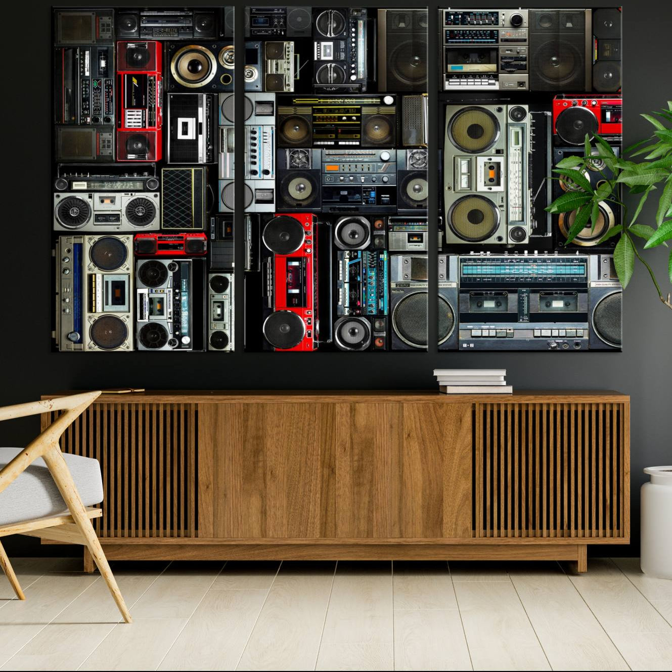 -Retro Boombox Radio Canvas Wall Art Print Vintage Wall Music Recorder Canvas Print