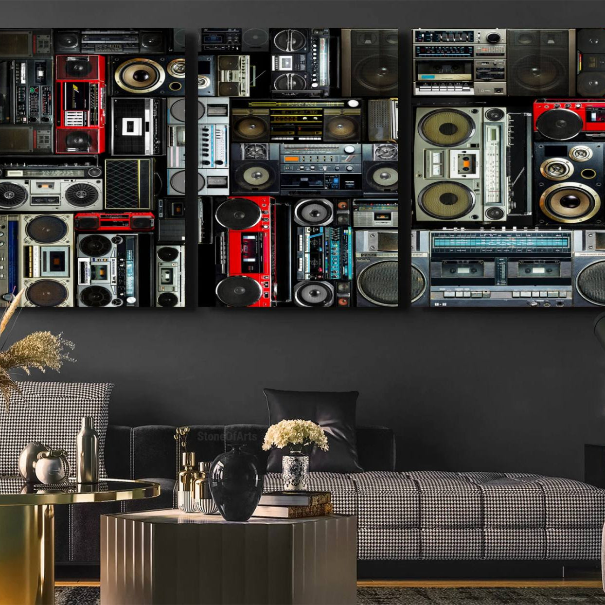 -Retro Boombox Radio Canvas Wall Art Print Vintage Wall Music Recorder Canvas Print