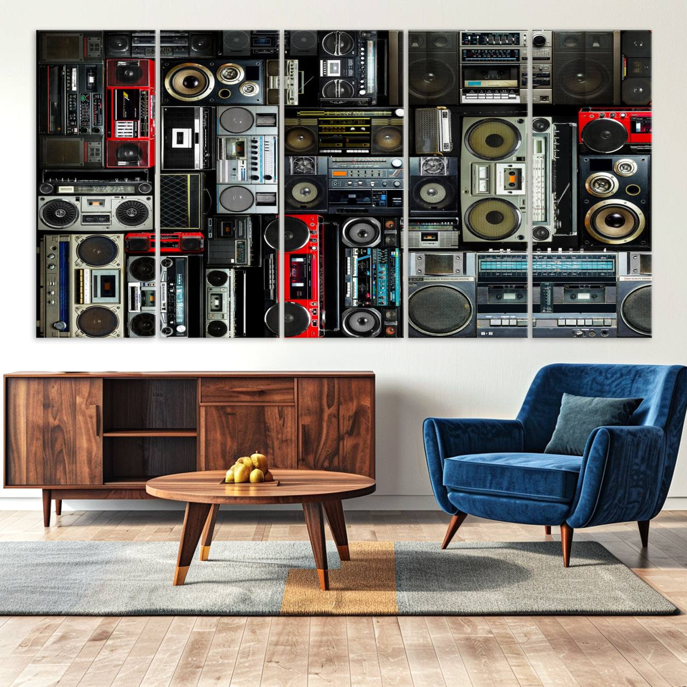 -Retro Boombox Radio Canvas Wall Art Print Vintage Wall Music Recorder Canvas Print