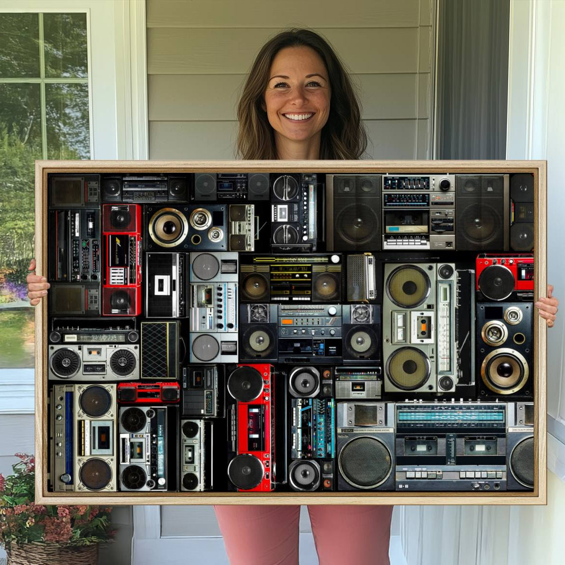 -Retro Boombox Radio Canvas Wall Art Print Vintage Wall Music Recorder Canvas Print