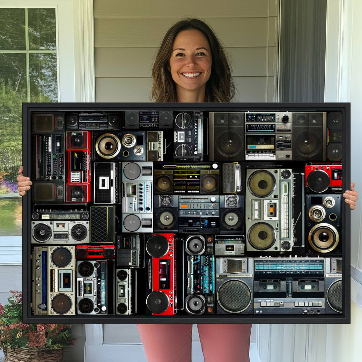 -Retro Boombox Radio Canvas Wall Art Print Vintage Wall Music Recorder Canvas Print