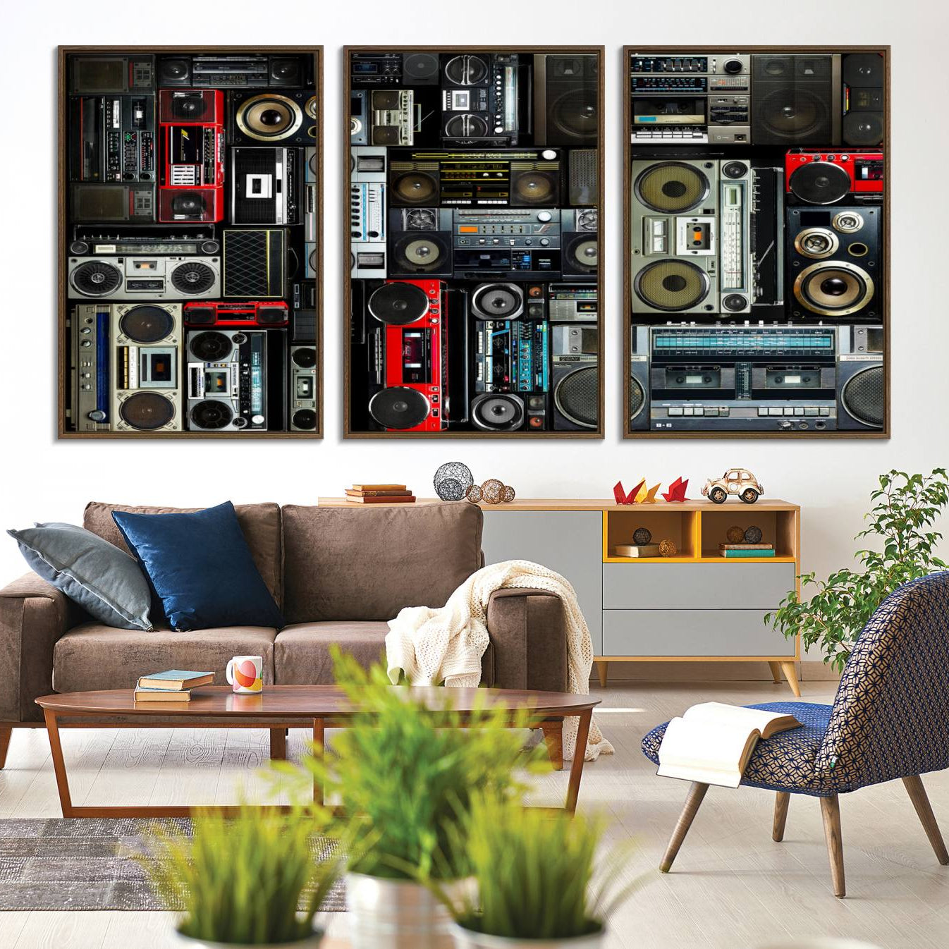 -Retro Boombox Radio Canvas Wall Art Print Vintage Wall Music Recorder Canvas Print