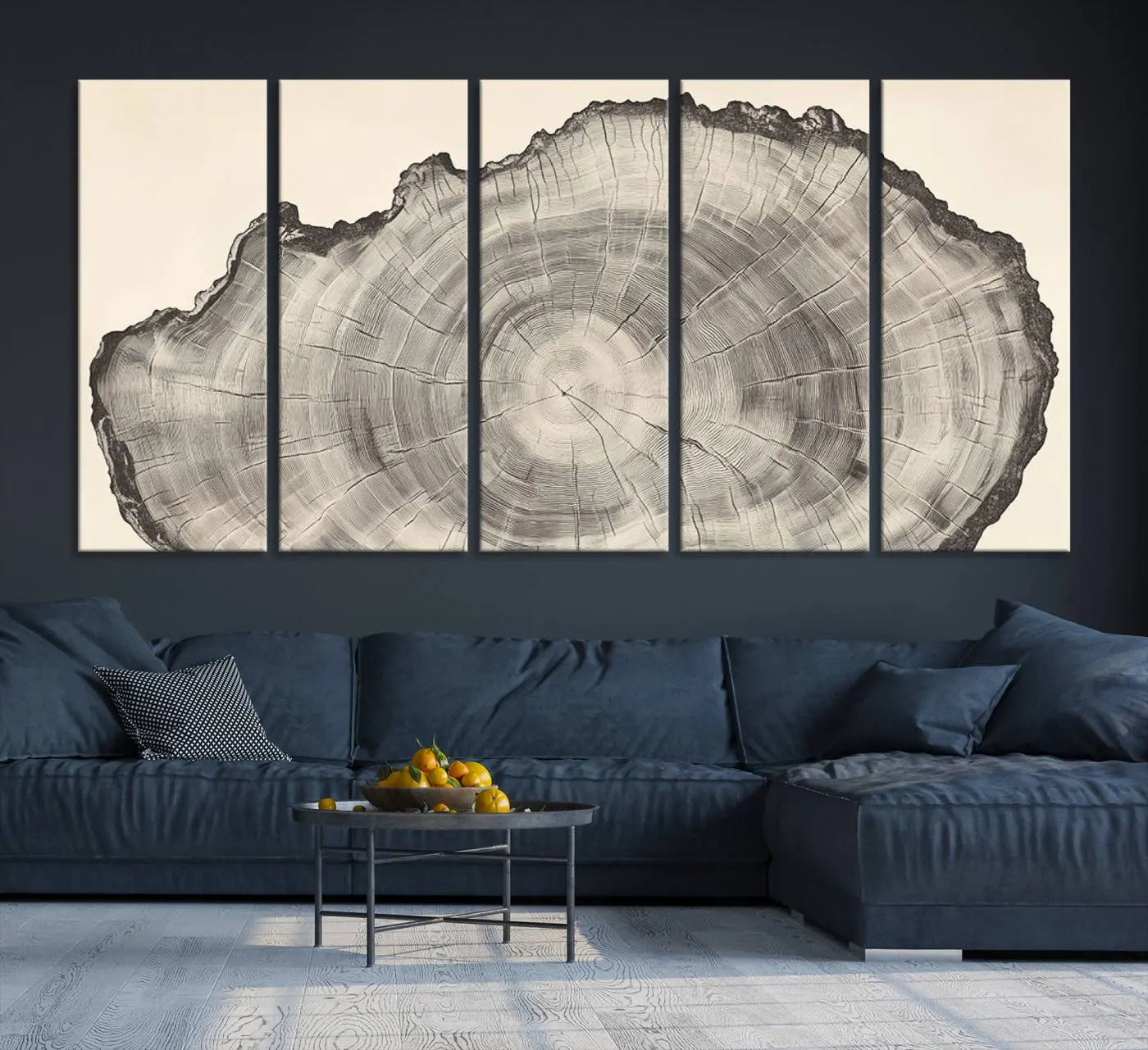 32943-MGV-CV-36X24-Rustic Tree Ring Wall Art Canvas Print – Nature Wood Grain Minimalist Framed Artwork for Modern Home, Office Decor
