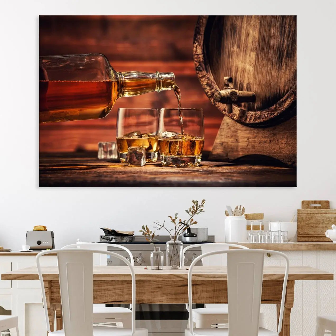 -Scotch Whiskey Barrel Cigar Bourbon Wall Art, Scotch Whiskey Cigar Wall Art Canvas Print