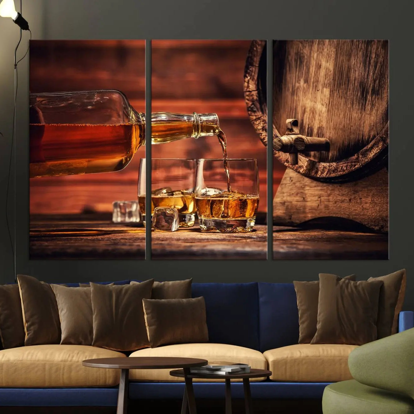 -Scotch Whiskey Barrel Cigar Bourbon Wall Art, Scotch Whiskey Cigar Wall Art Canvas Print